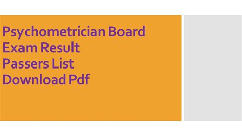2023 psychometrician board exam|Rescheduling The Psychologists And Psychometricians Licensure .